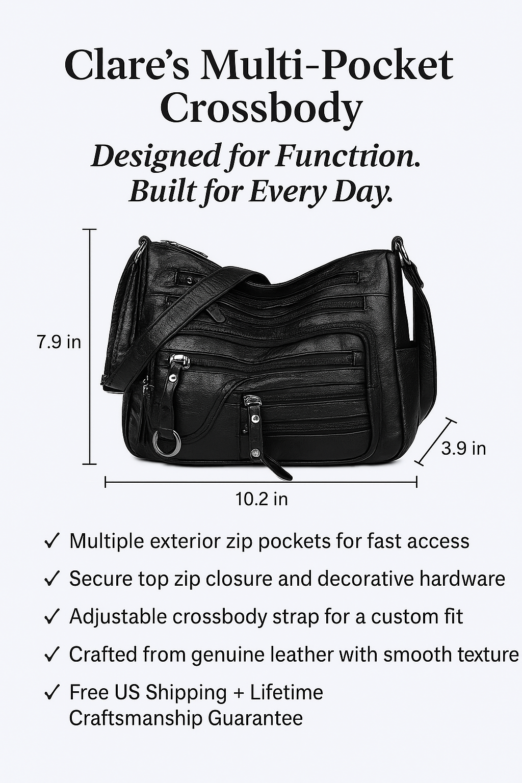 Clare's Multi-Pocket Crossbody | Anti-Theft Crossbody Bag