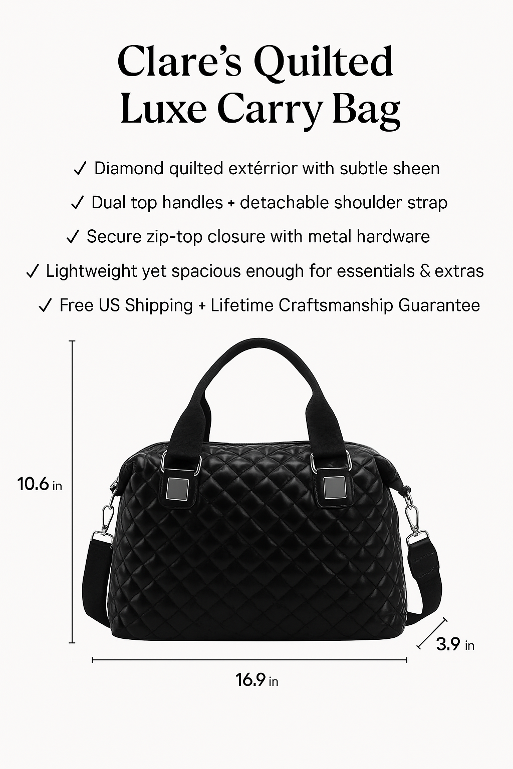 Clare’s Quilted Luxe Carry Bag