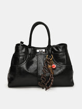 Leather Handbag with Pendant