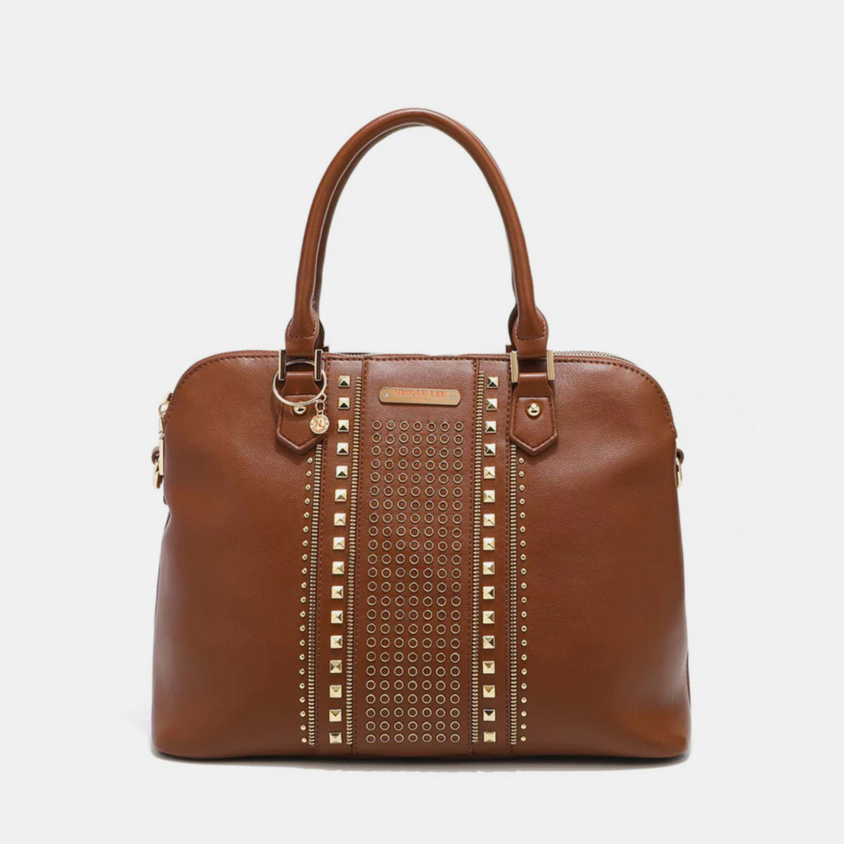 Studded Decor Leather Handbag